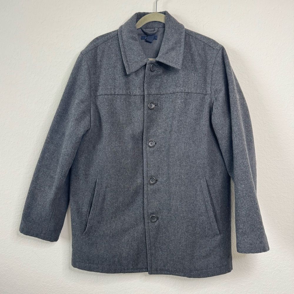 J.Crew Men’s S Wool Blend Gray Button Front Lined Winter Topcoat Overcoat Jacket